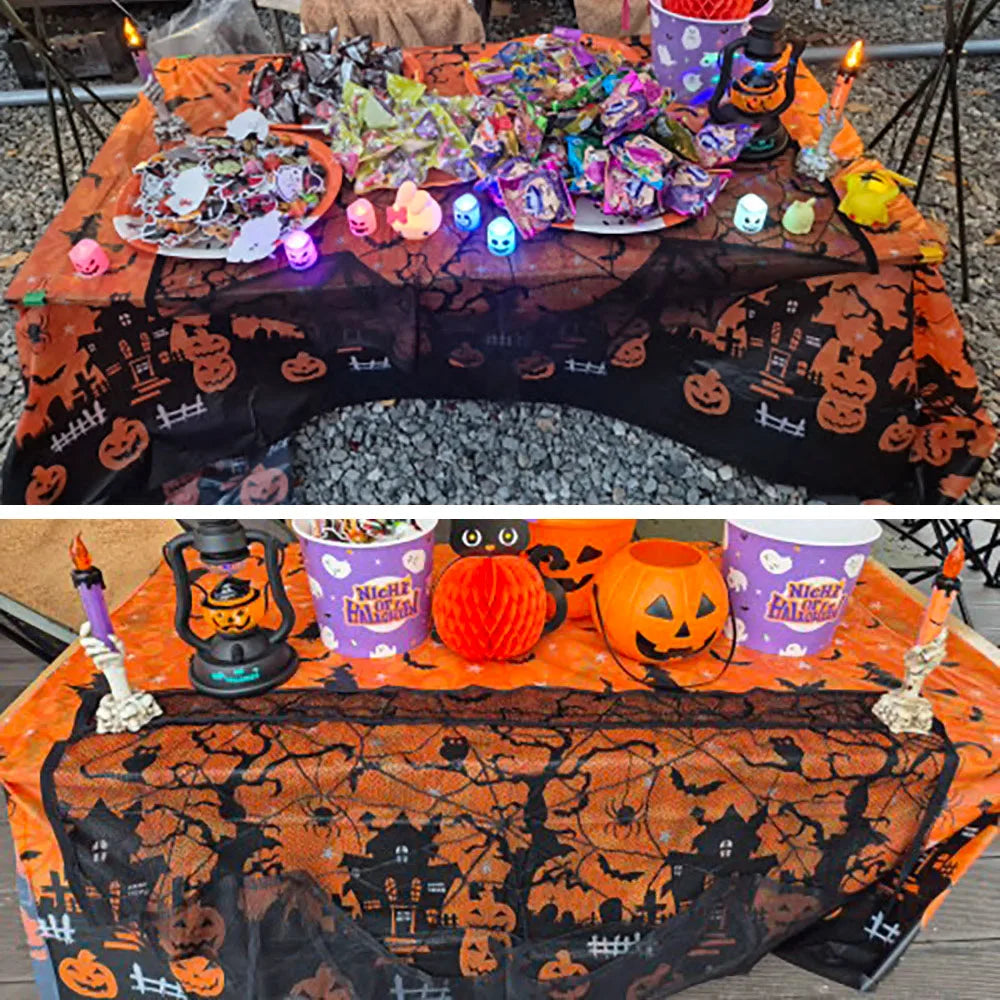 Halloween Decoration Tablecloth Pumpkin Spider Web Bat