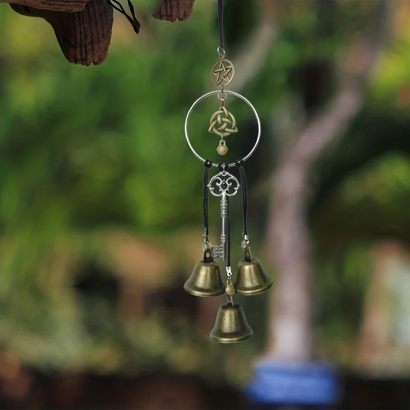 1pc Witch Bell Doorknob Hanging Decorative Wicker Wind Chime Home Decor