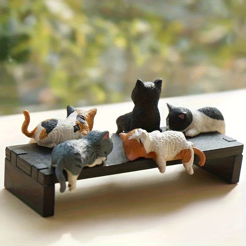 5-Pack Healing Anti-Loneliness Cat Figurines Resin Desktop Car Companion