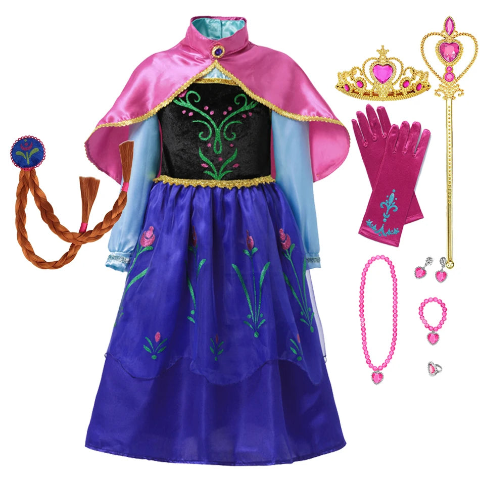Elsa Anna Princess Costume Girls Frozen Style