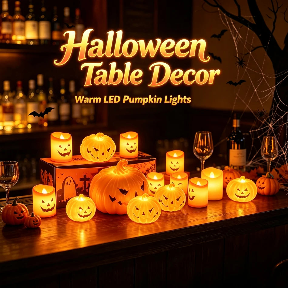 Flameless LED Pumpkin Lamp Halloween Decor