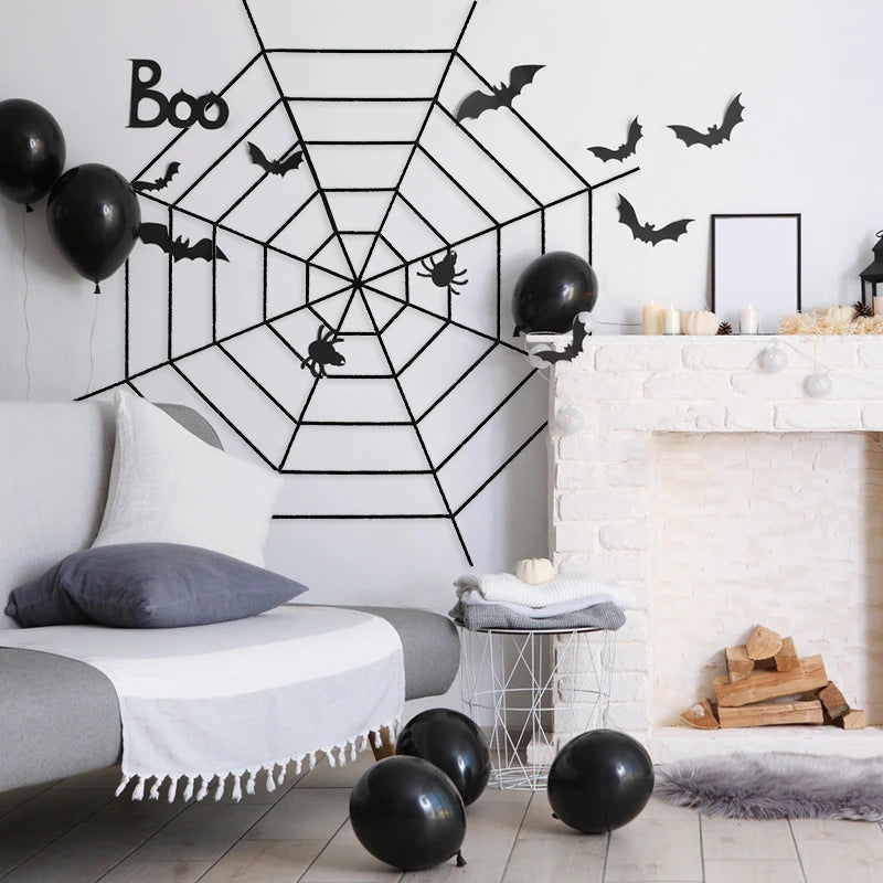 150 250cm Black White Spider Web Giant Stretchy Cobweb Home Bar Garden