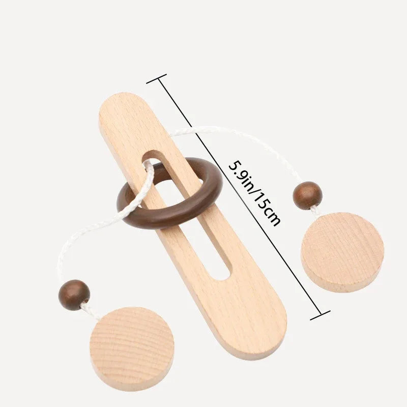 3D Wooden Interlocking Ring Puzzle Logic Spatial Thinking Training Game Focus