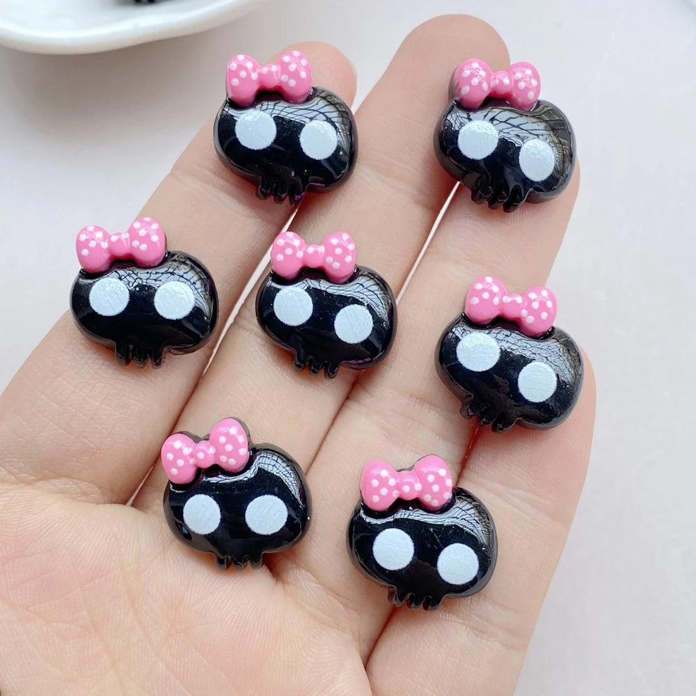 10Pcs New Cute Resin Cartoon Halloween Skull Series Flat Back Scrapbooking DIY Jewelry Craft Decoration Accessories