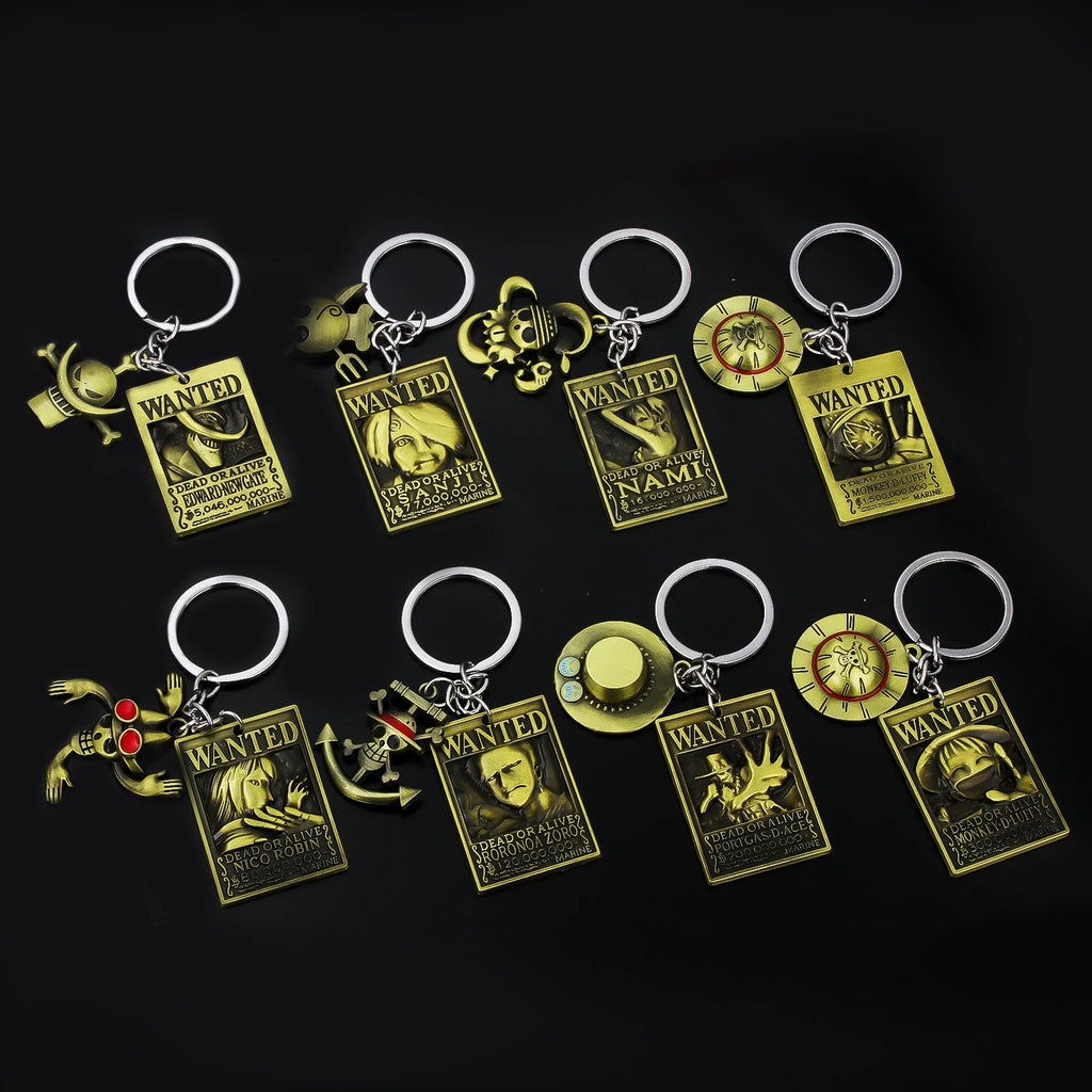 One Piece Luffy Straw Hat Keychain Rotatable Zoro Skull Metal Pendant