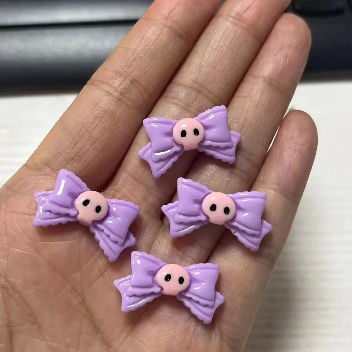 10pcs Macaron Color Skull Bow Skeleton Resin Handmade