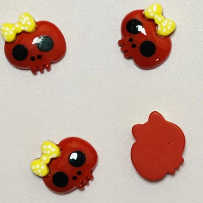 10pcs Macaron Color Skull Bow Skeleton Resin Handmade
