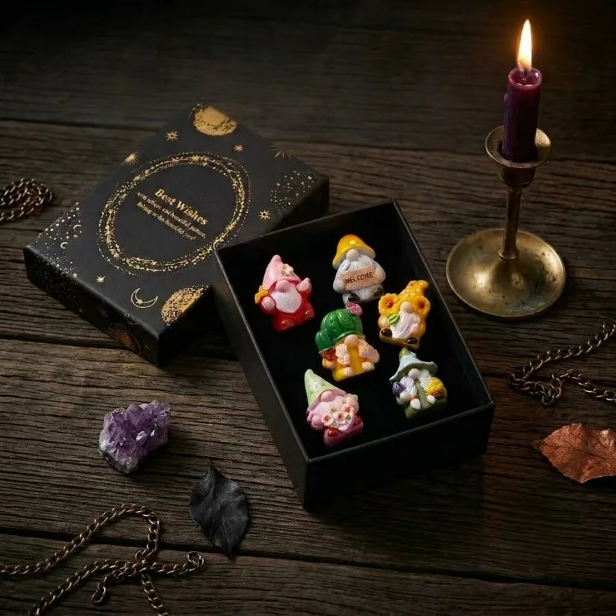 Halloween Witch Mini Dwarf Resin Figurine Gift Box Shelves Garden Bonsai Party