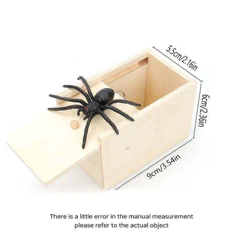 1PC New Trick Spider Funny Scare Box Wooden Hidden