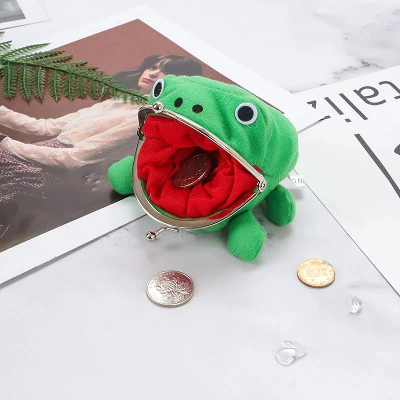 Novelty Adorable Anime Frog Wallet Coin Purse Key Chain Cute Plush Frog