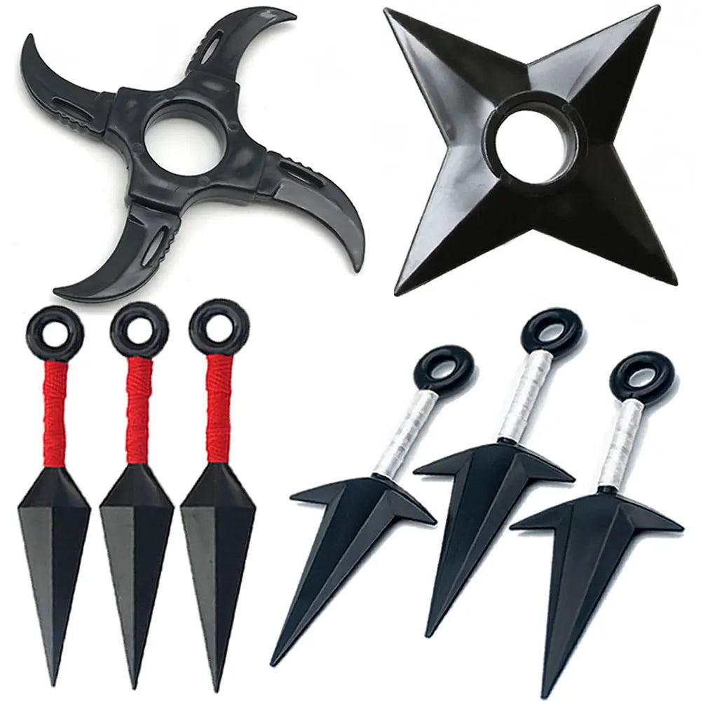 7Pcs Set Anime Naruto Cosplay Weapon Kunai Shuriken Plastic Accessories