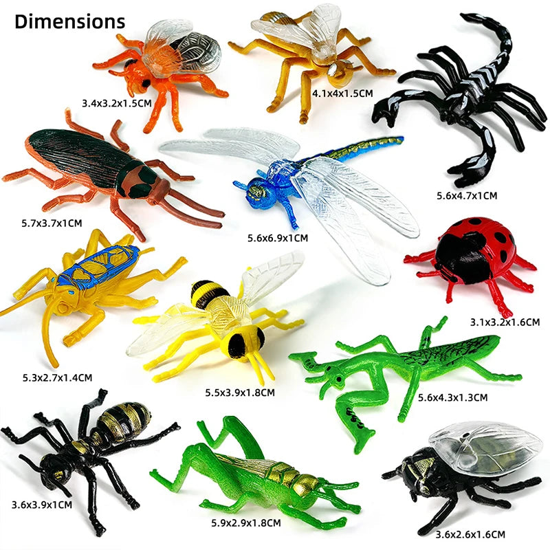 12pcs Wild Insect Animals Model Set Butterfly Scorpion Mantis Cicada Lizard