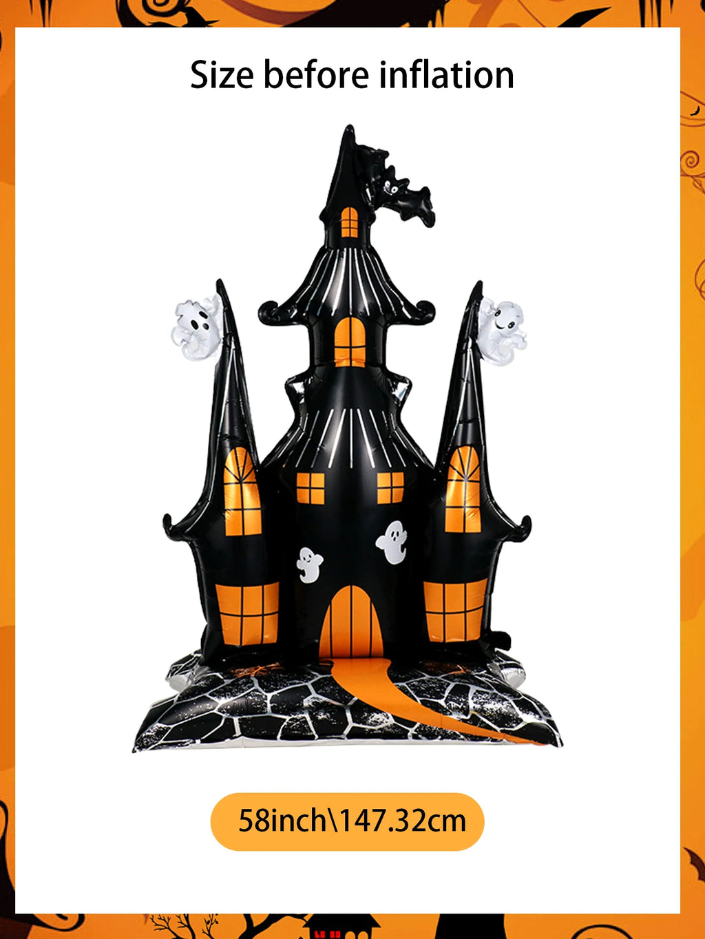 1pc Halloween 58-inch Super-Large Haunted House Castle Standing Foil balloon