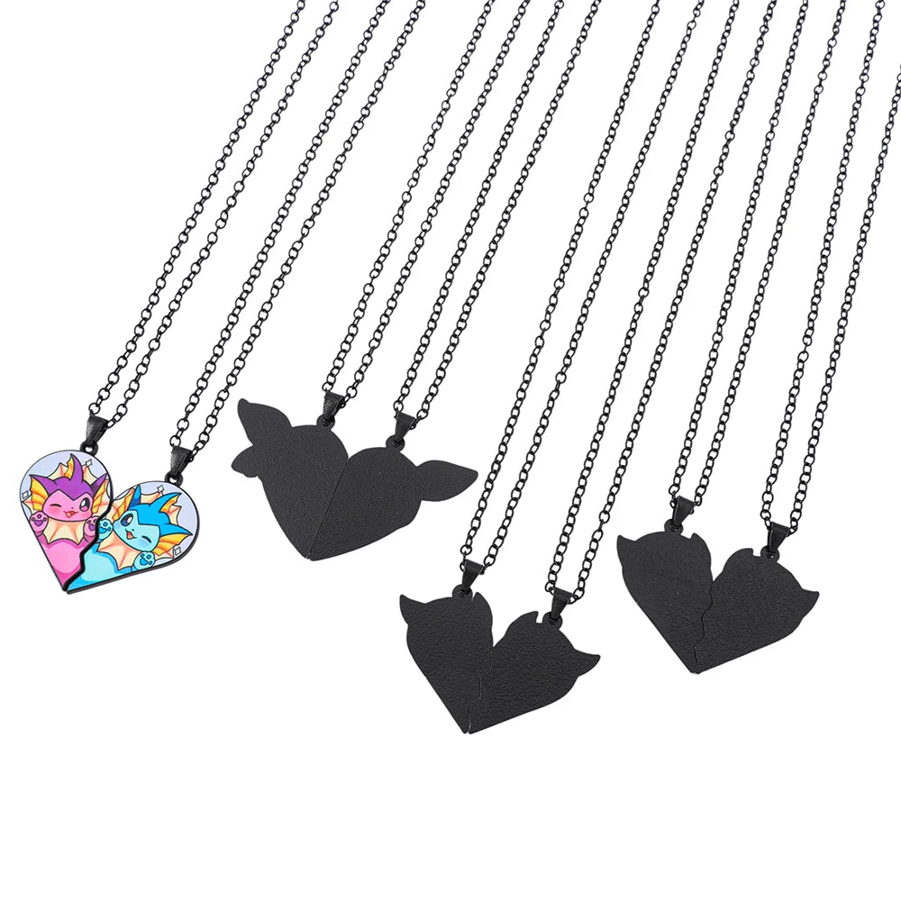 2-piece Cute Eevee Cartoon Pendant Necklace Metal