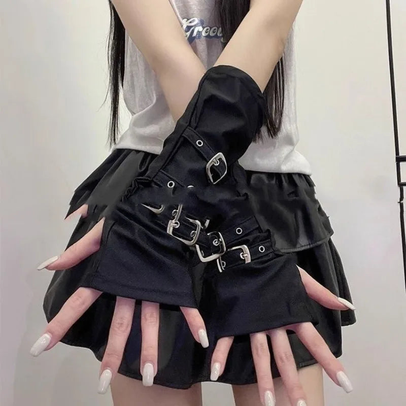 Y2K Personalized Buckle Punk Style Women Gloves