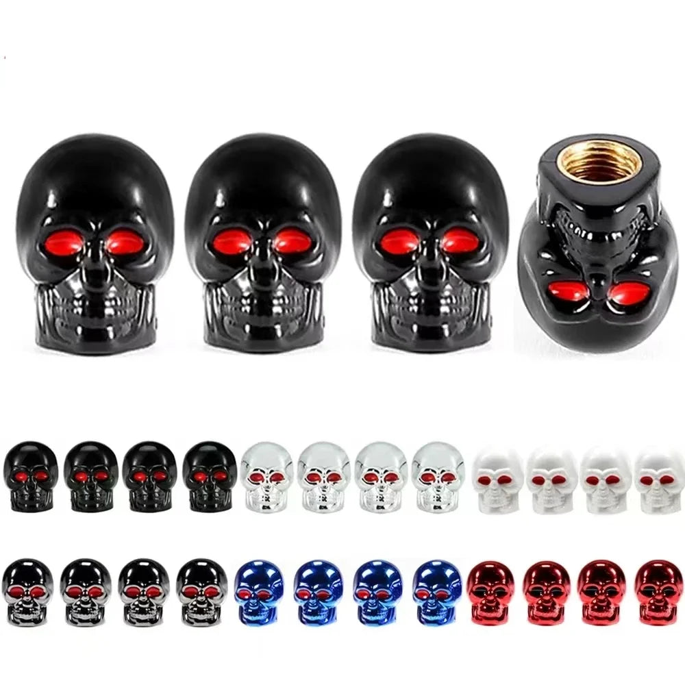 4Pcs Set Universal Car Skull Style Antirust Copper Core Motorcycle Bike Wheel
