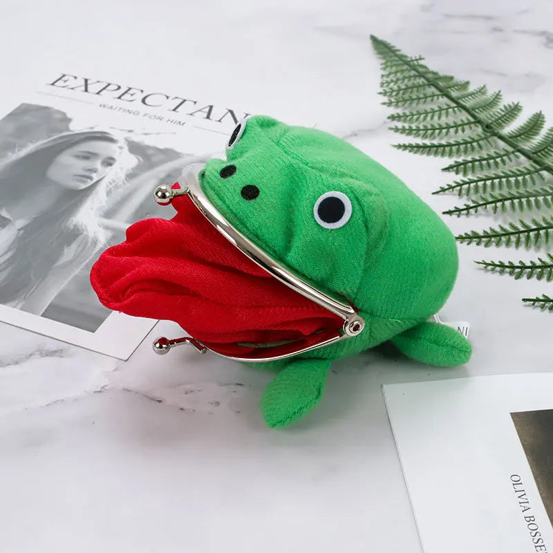 Novelty Adorable Anime Frog Wallet Coin Purse Key Chain Cute Plush Frog