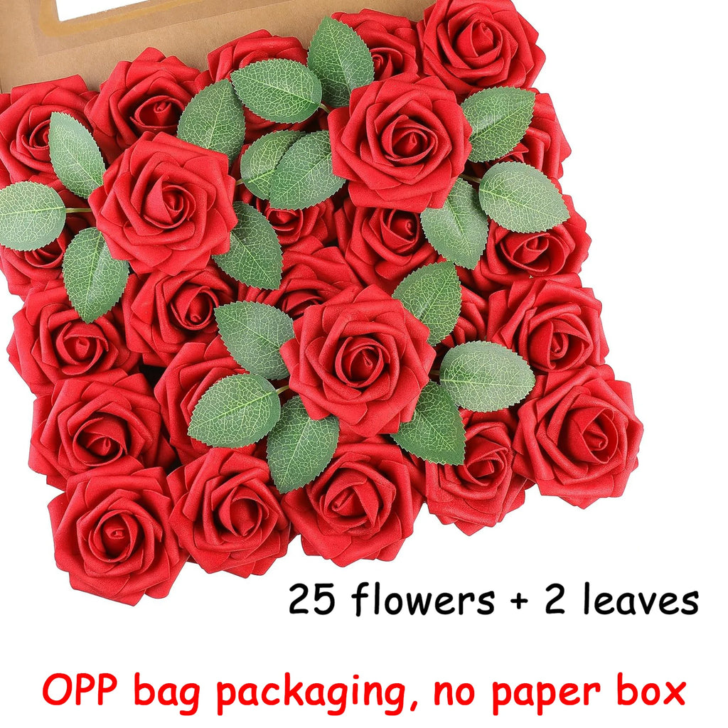 25pcs Artificial Flowers Fake Flowers Roses Stem DIY Wedding Bouquets
