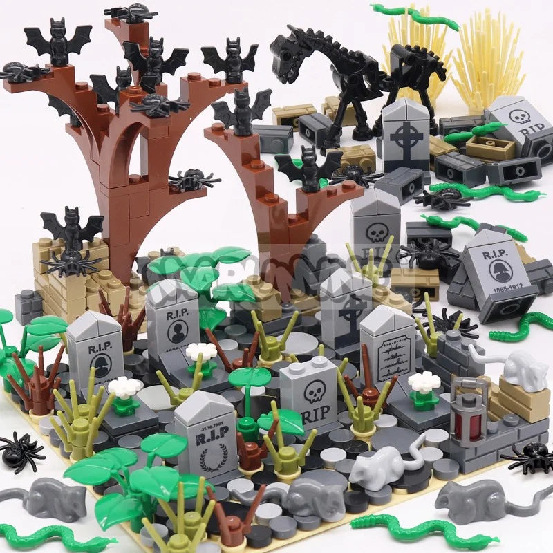 Halloween Building Blocks Set 99-265pcs Graveyard Grave Tombstone Construction