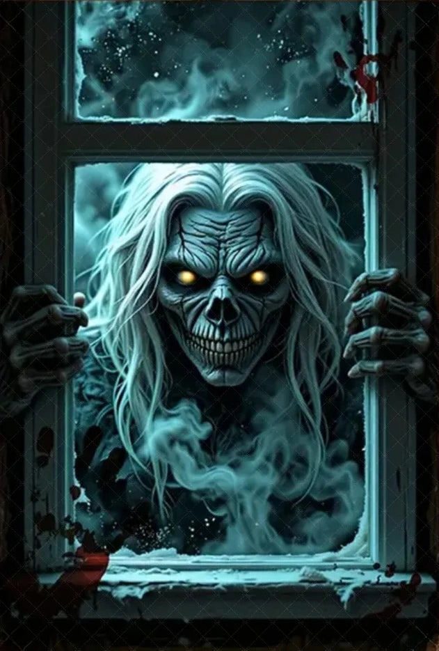 Scary Halloween Curtain Window Banner Horror Hanging Cloth Family Party Decor