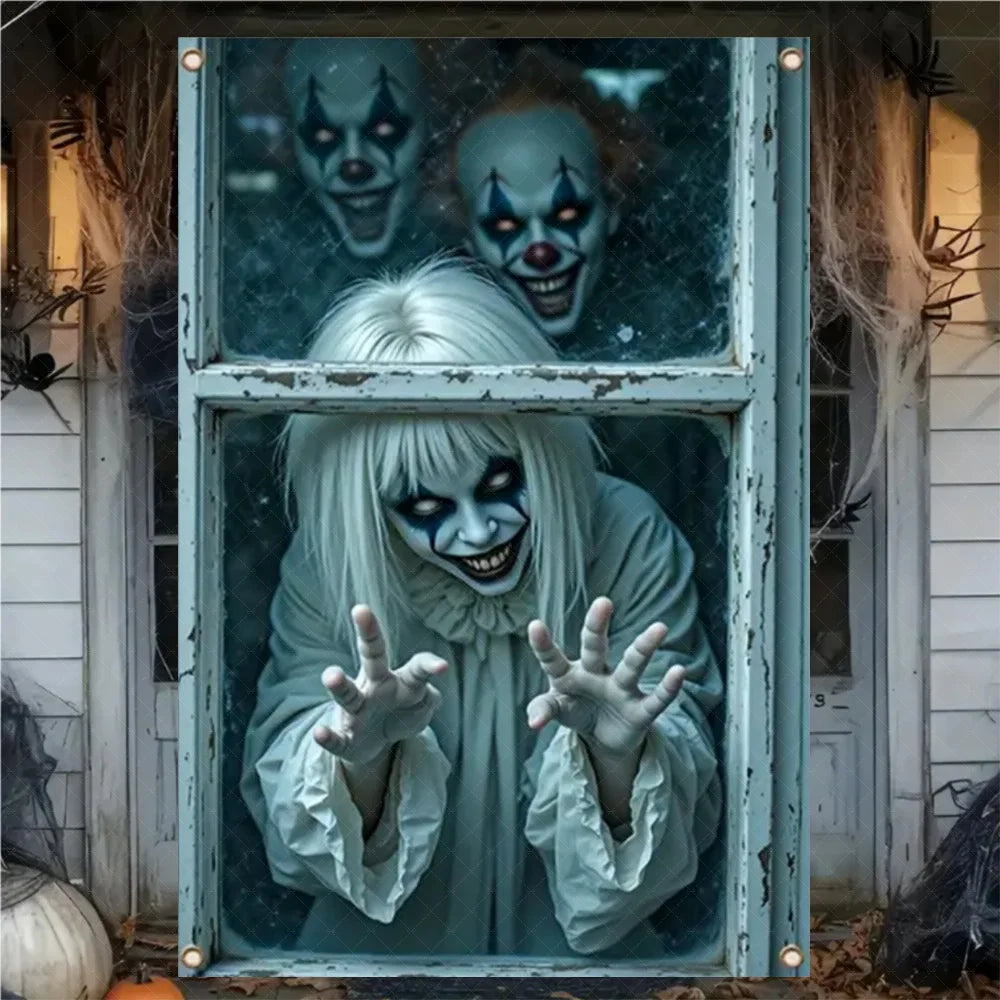 Scary Halloween Curtain Window Banner Horror Hanging Cloth Family Party Decor
