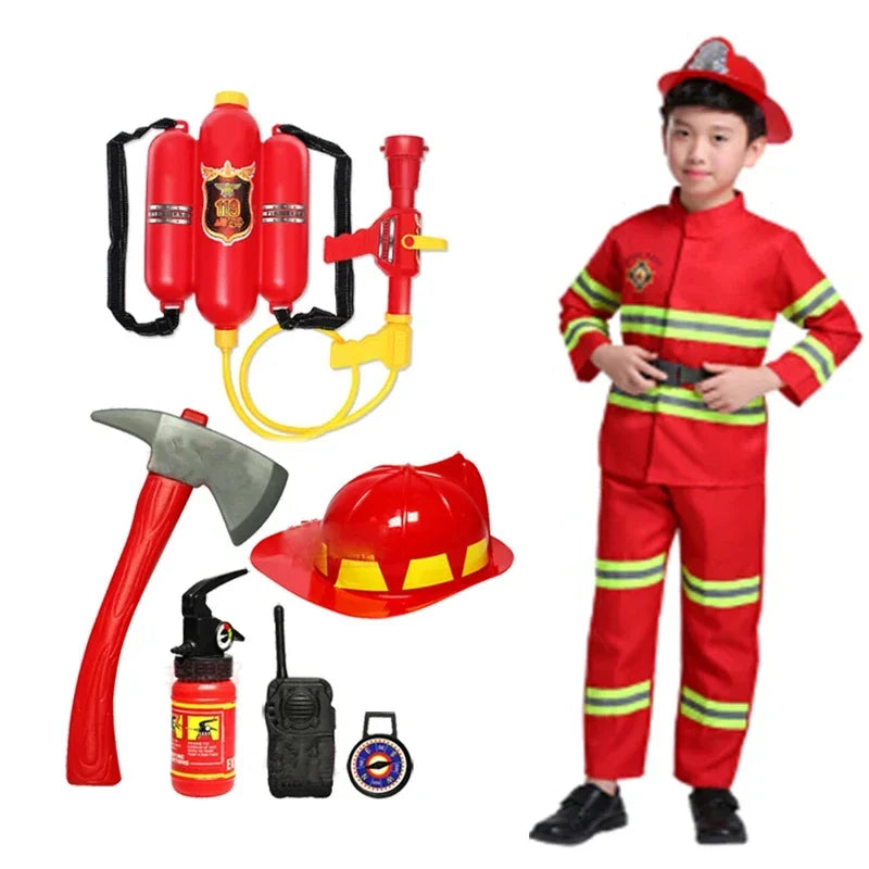 Kids Firefighter Costume Role-Play Uniform