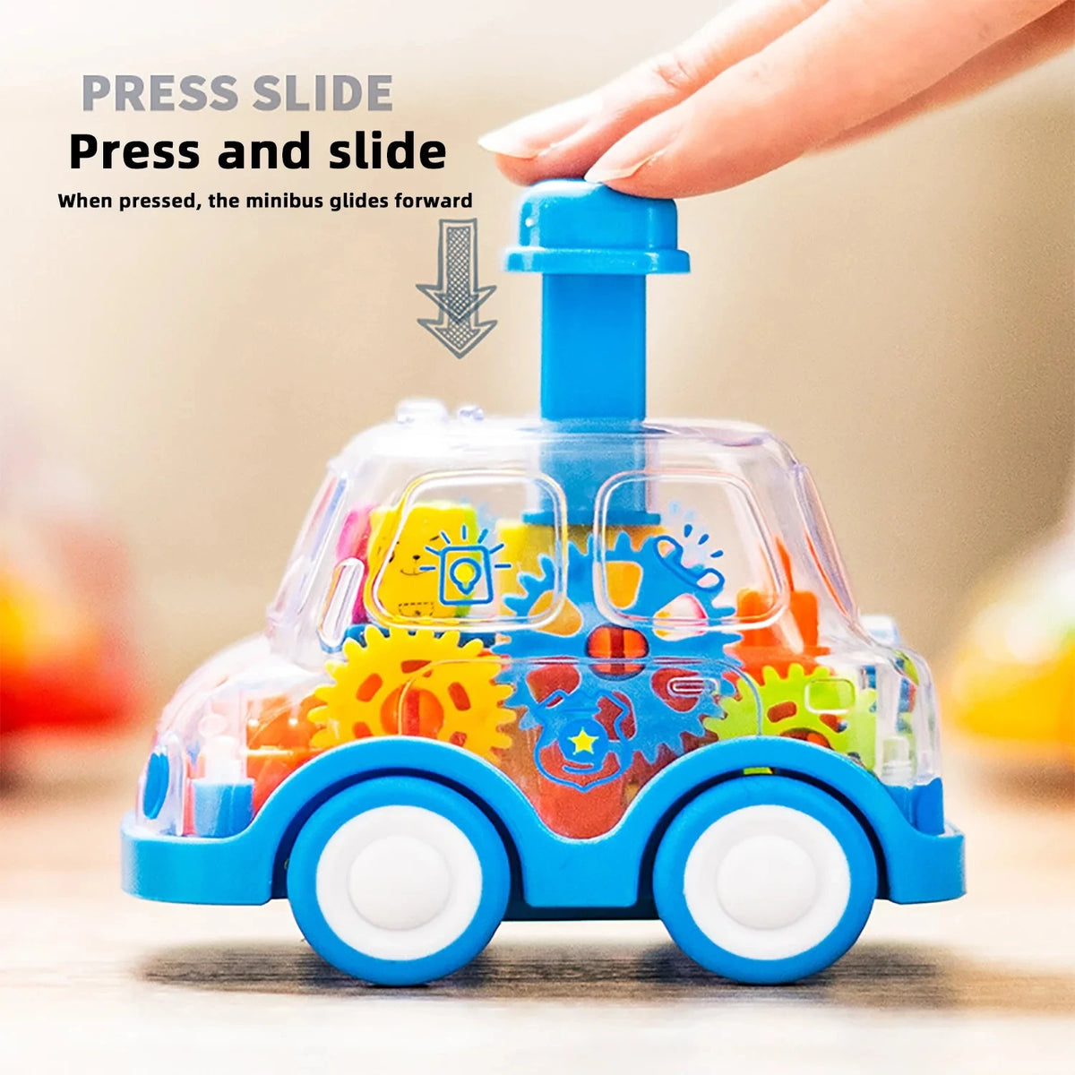 Transparent Gear Car Inertia Toy Press & Go