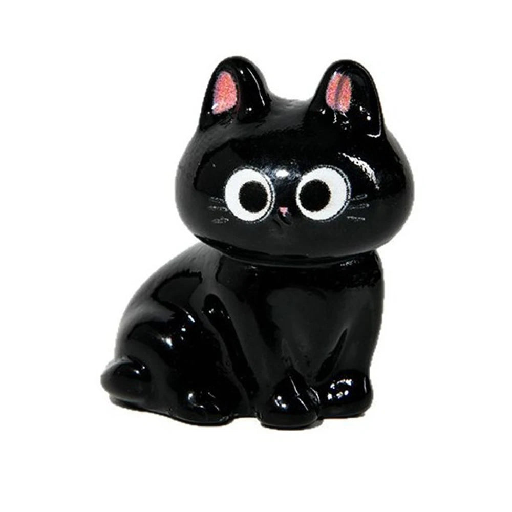 Cartoon Resin Black Cat Figurine Desktop Ornament