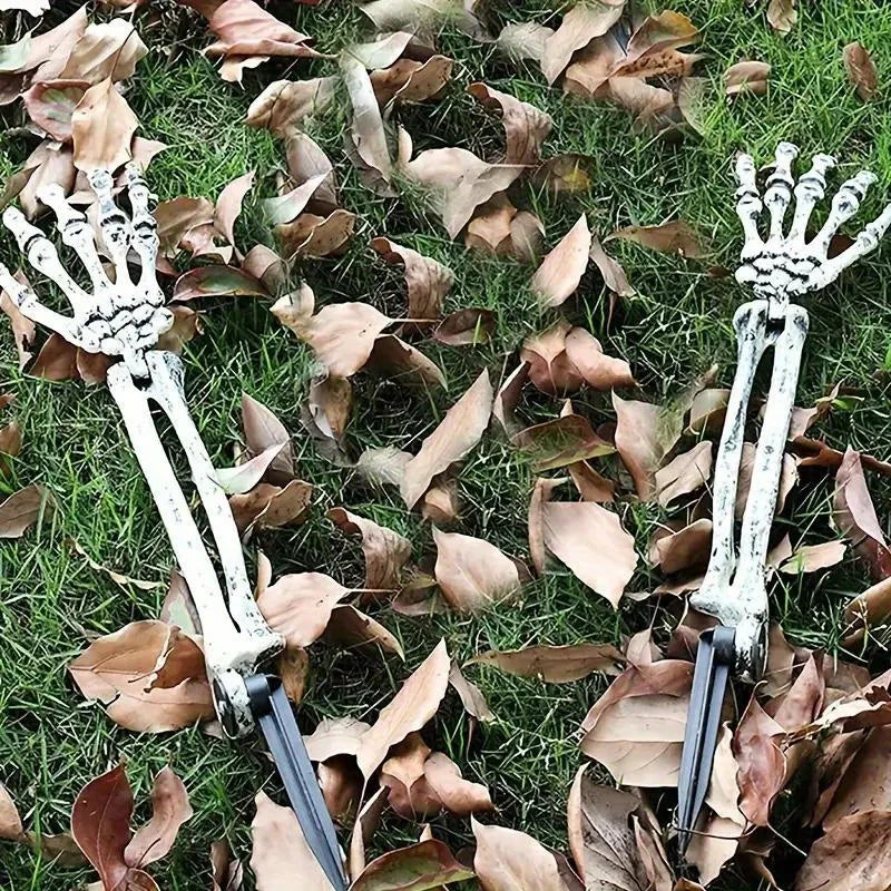 1 6pcs Skeleton Bone Garden Ground Stakes Skull Head Hand Halloween Home Yard