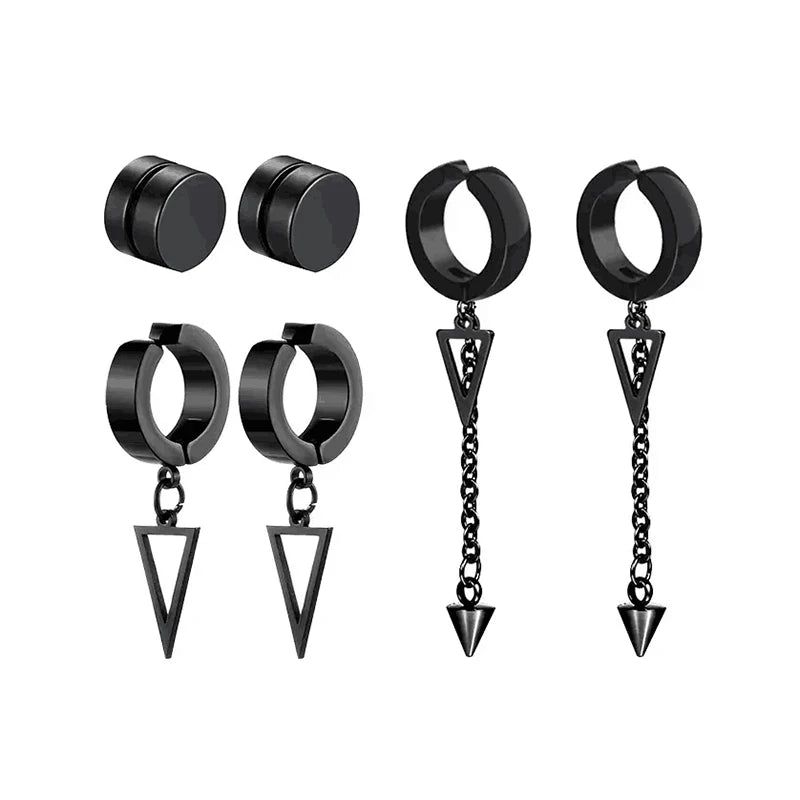 5 pairs fashionable men's punk cross pendants stainless steel magnet