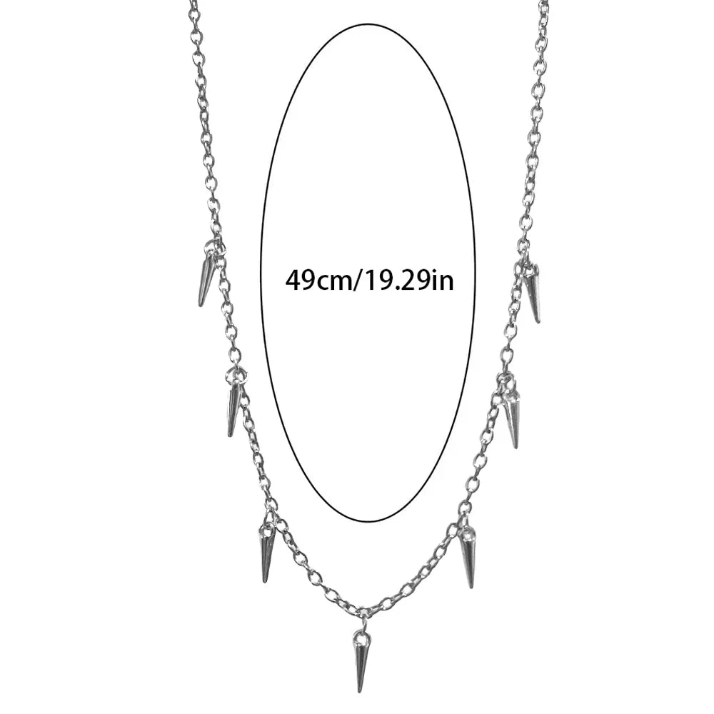 Men Punk Style Rivet Tassel Necklace Hip Hop