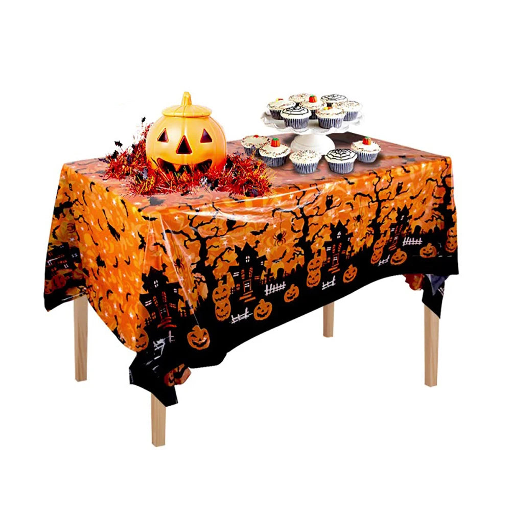 Halloween Decoration Tablecloth Pumpkin Spider Web Bat