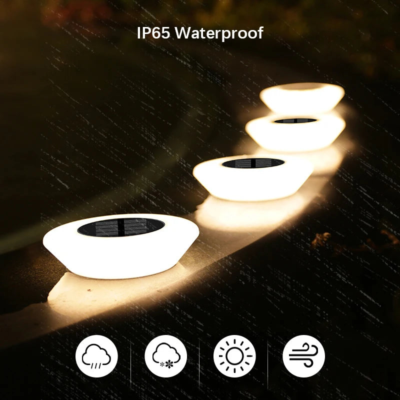 1 4Pack Solar Ground Lights 14LED Waterproof Outdoor Landscape Light LED Lawn