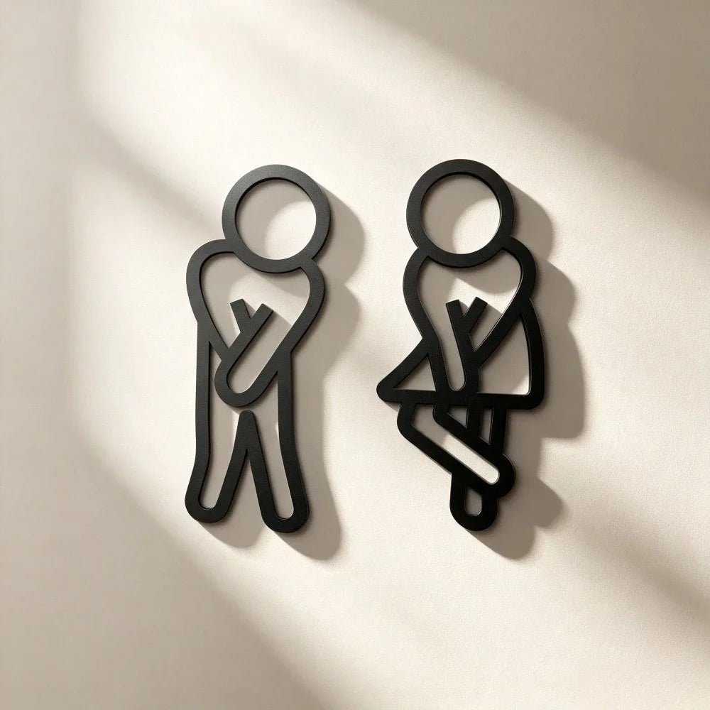 CIFBUY Acrylic 3D WC Toilet Door Sign Modern Self-Adhesive Salon Restaurant