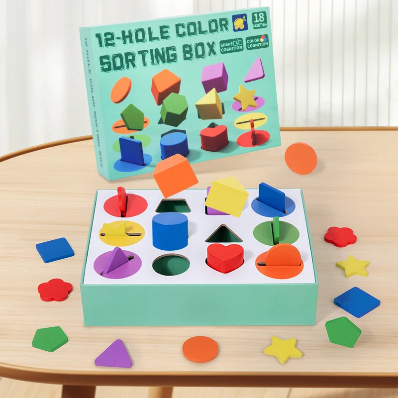 3D Shapes Geometric Solids Wooden Color Toy Sorting Toy Developmental Training
