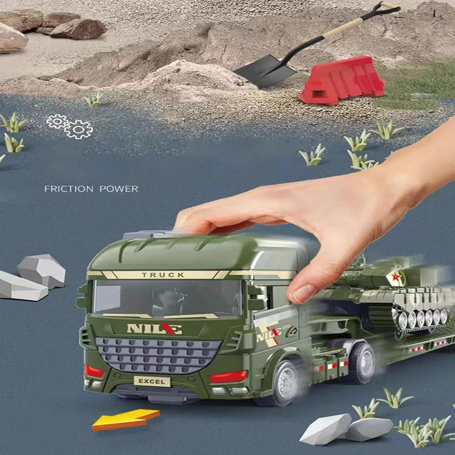 1pcs Scale-Carrier Container Engineering Set Vehicle Excavator Transport Truck