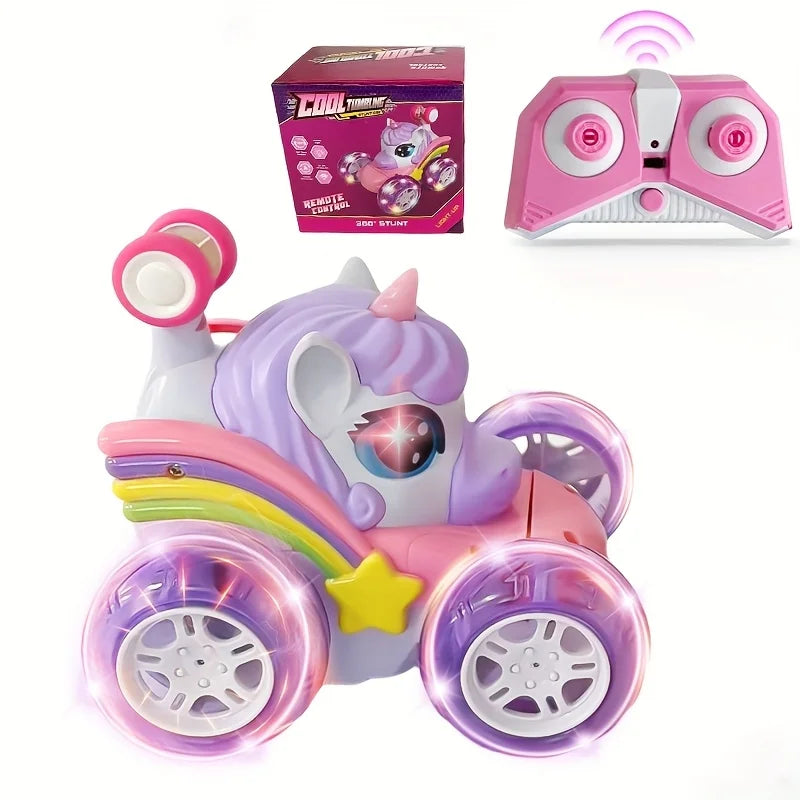 2.4G Lighting unicorn Remote Control Stunt Dump Truck Chase Light Twist