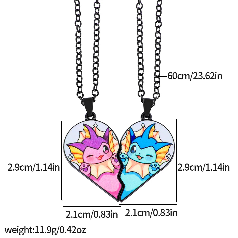 2-piece Cute Eevee Cartoon Pendant Necklace Metal