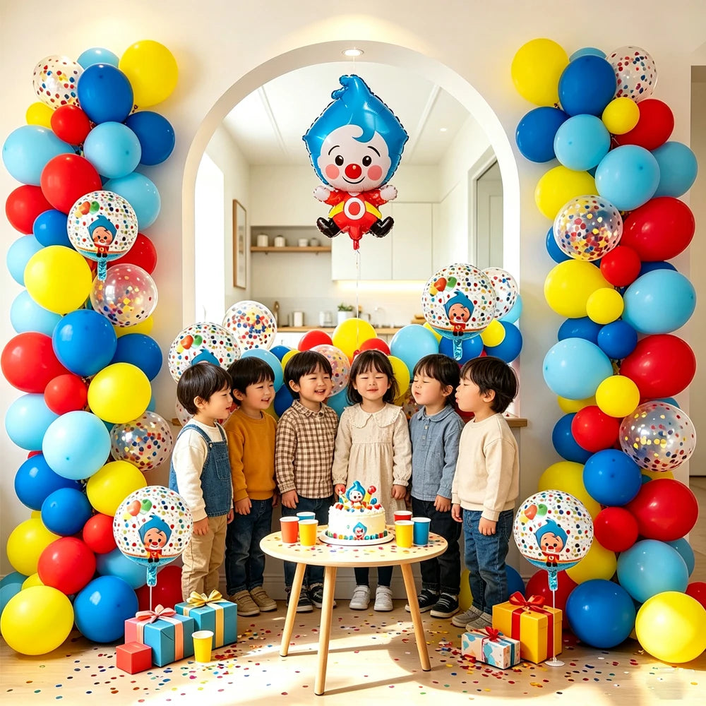 98pcs Set Cartoon Clown Arch Garland Kit Foil Number Balloons Latex Air Globos