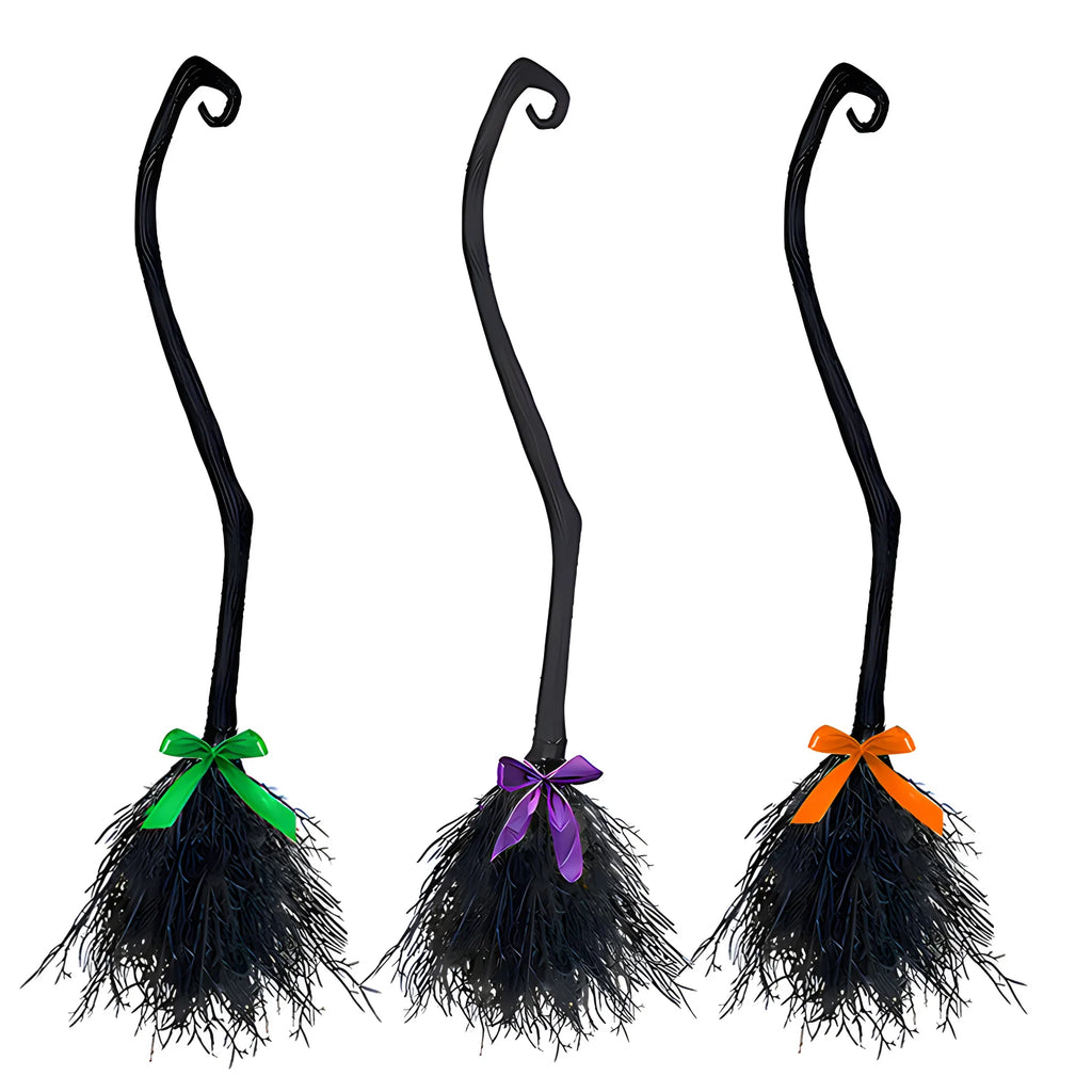 Halloween Witch Broom Decorations Magic Plastic Scary Prop Cosplay Party