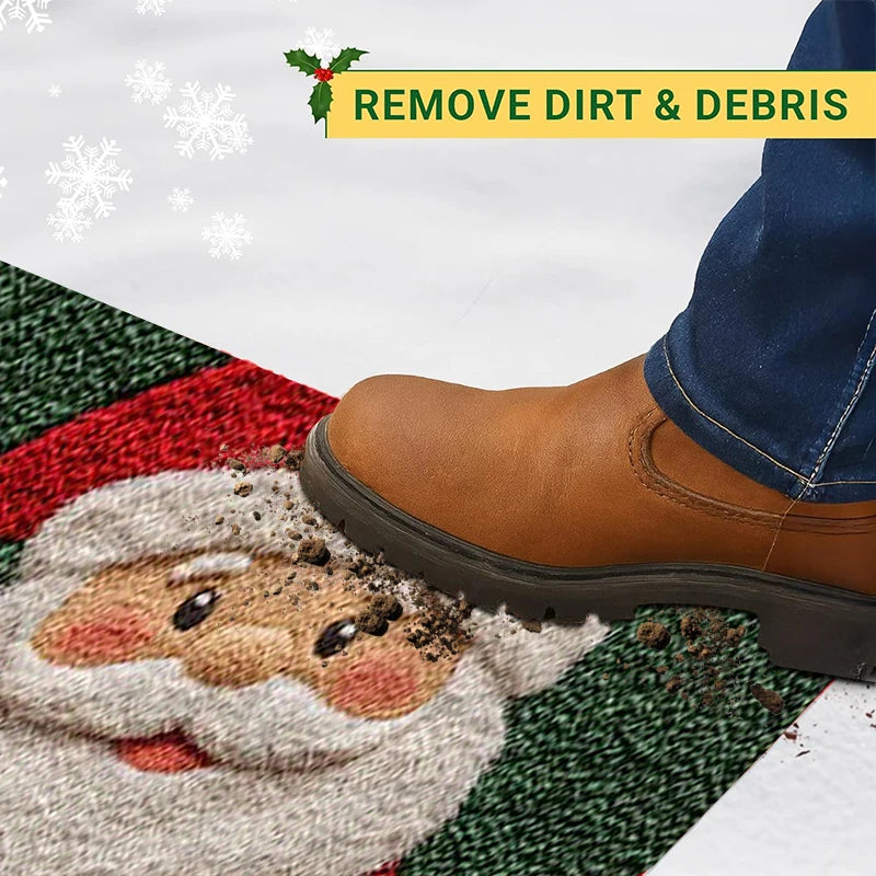 Christmas Door Mat Red Santa Claus Outdoor Indoor Gingerbread Man Carpet