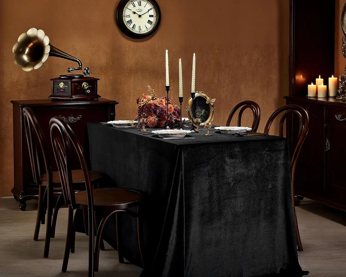 Black Velvet Tablecloth Halloween Party Table Cover