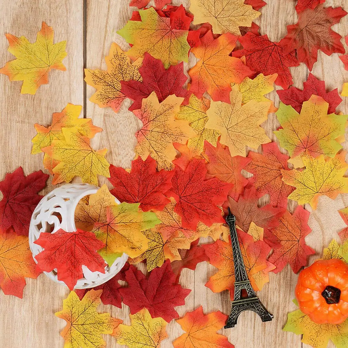 100 200Pcs Artificial Silk Maple Leaf Autumn Fake Leaves Garland Thanksgiving