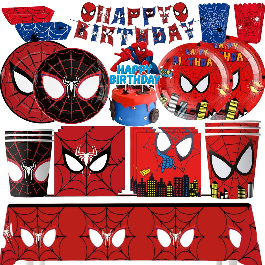 Mask Spider Hero Birthday Party Supplies Tableware Kit