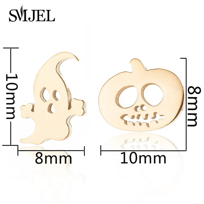Punk Halloween Earring Black Stainless Steel Ghost