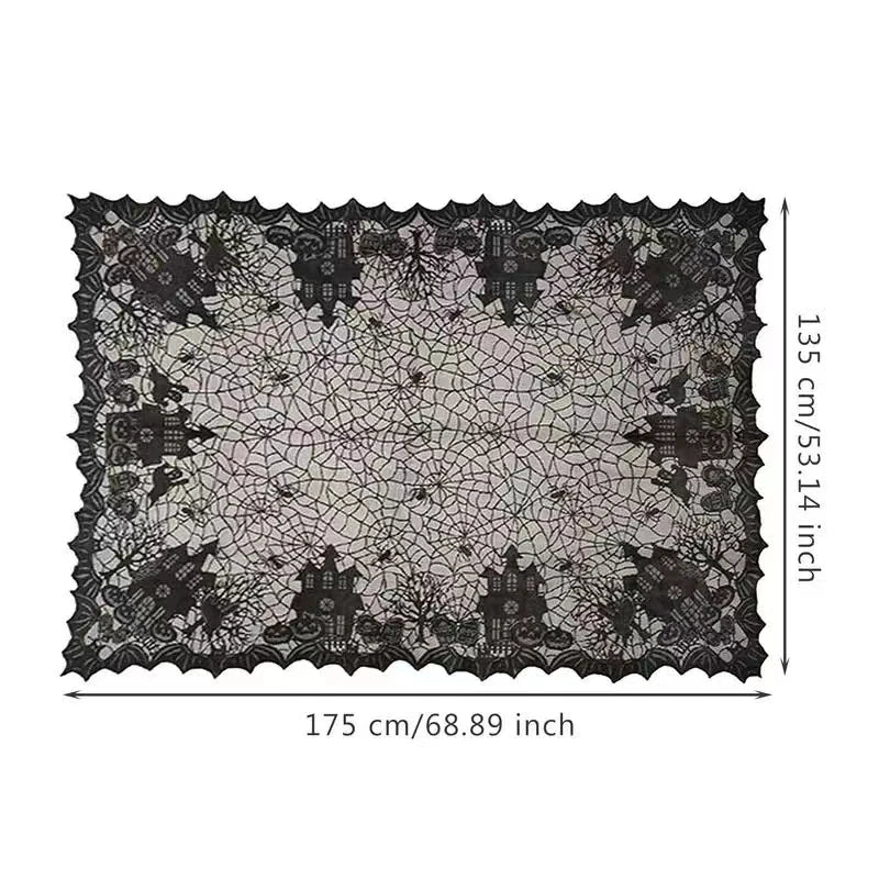 Halloween Lace Table Runner Black Spider Web Tablecloth