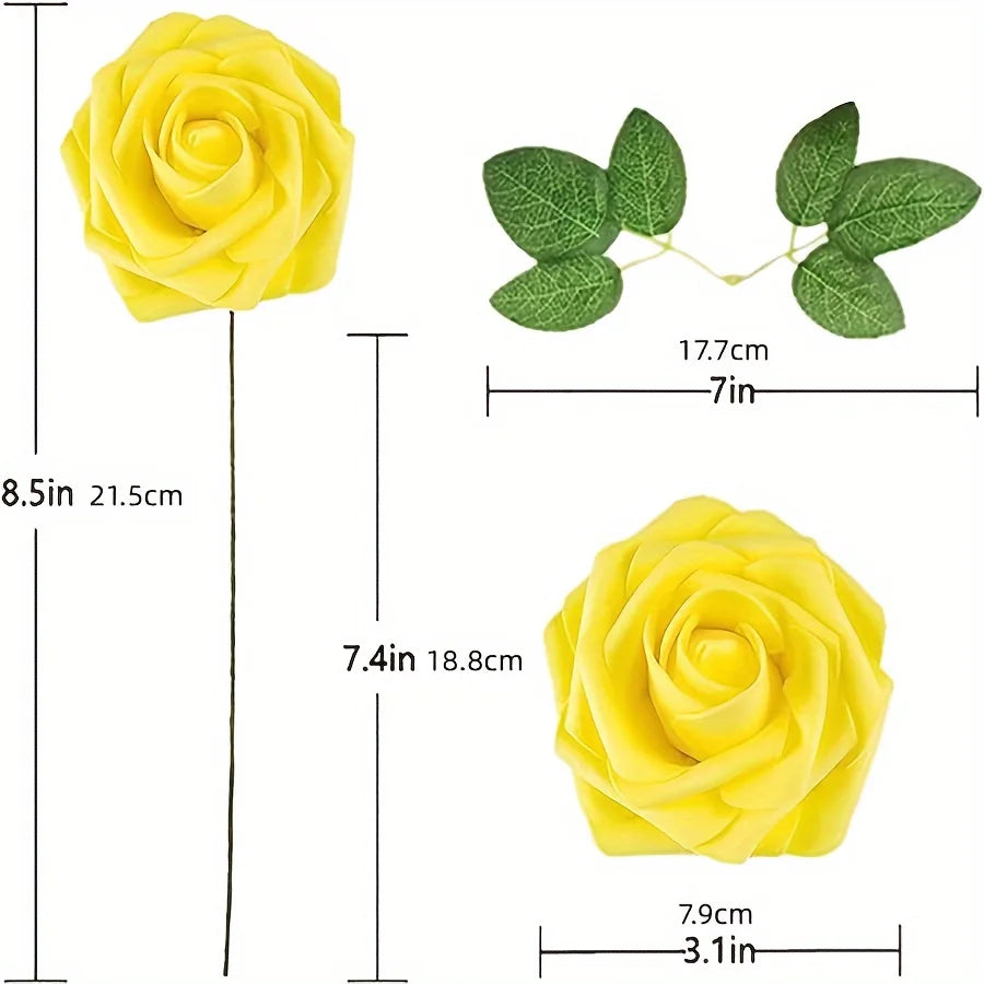 25pcs Artificial Flowers Fake Flowers Roses Stem DIY Wedding Bouquets