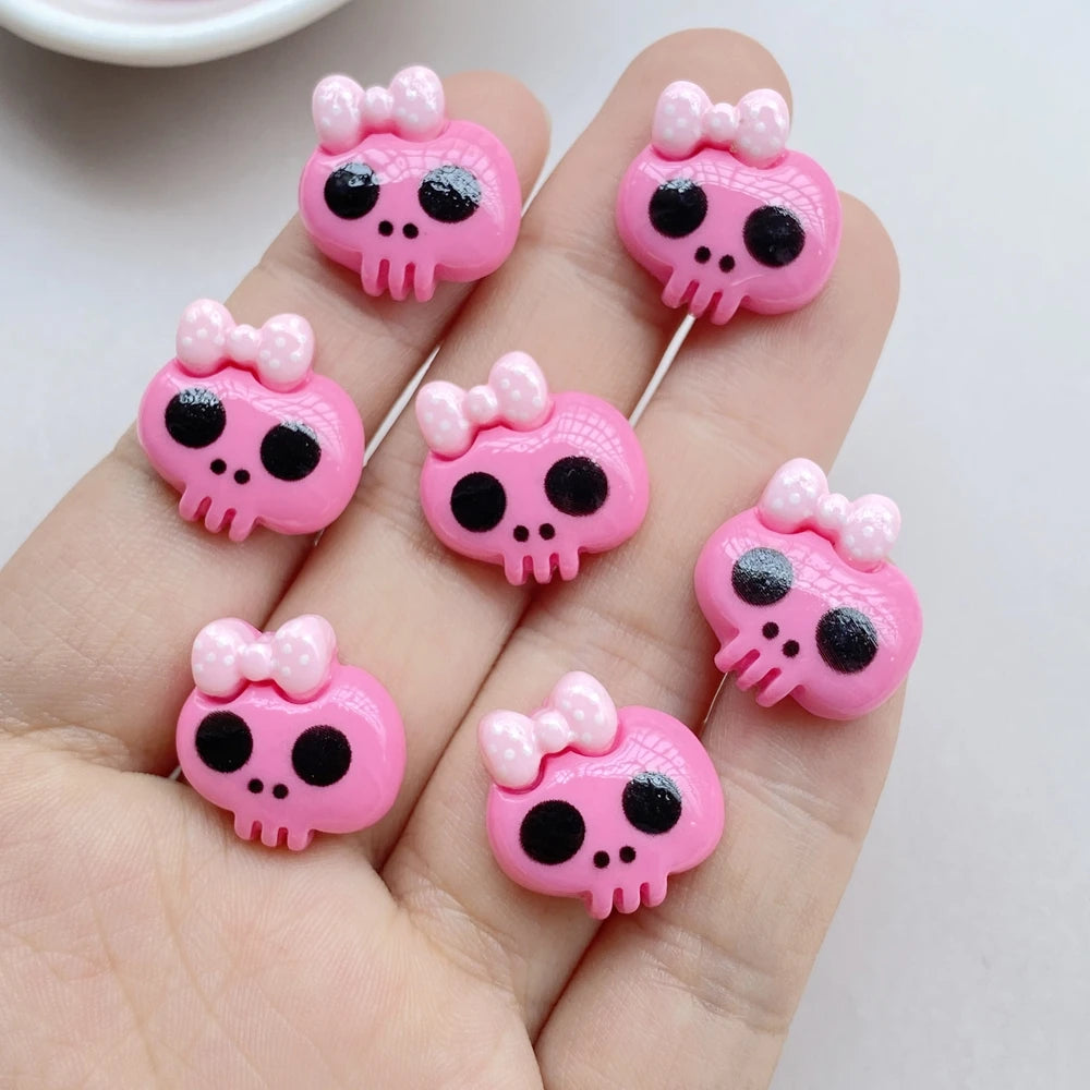 10Pcs New Cute Resin Cartoon Halloween Skull Series Flat Back Scrapbooking DIY Jewelry Craft Decoration Accessories