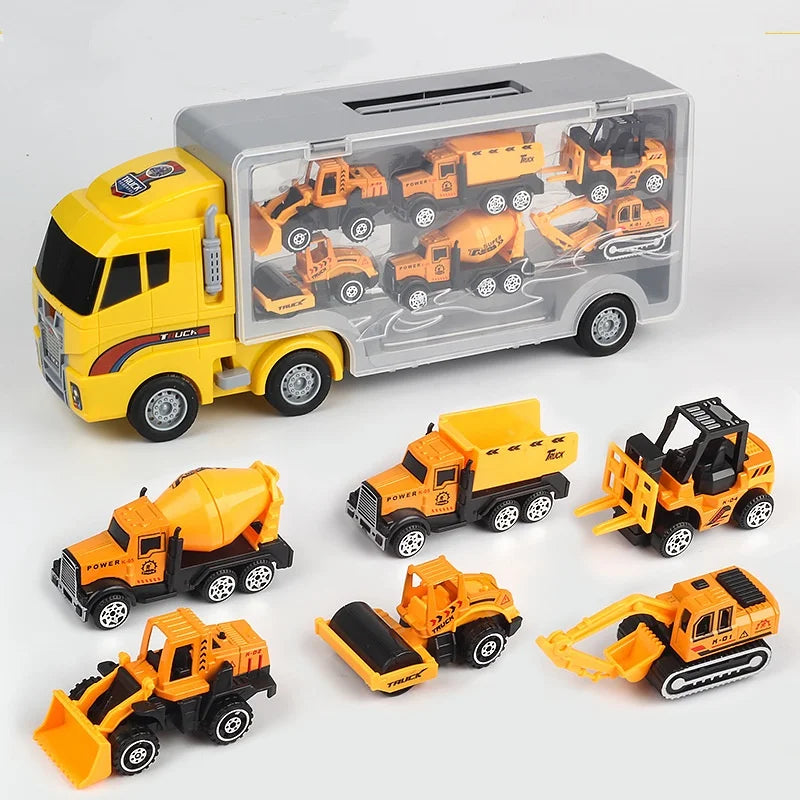 10 In 1 Construction Toys Truck Storage Die-cast Vehicle Transporter Car
