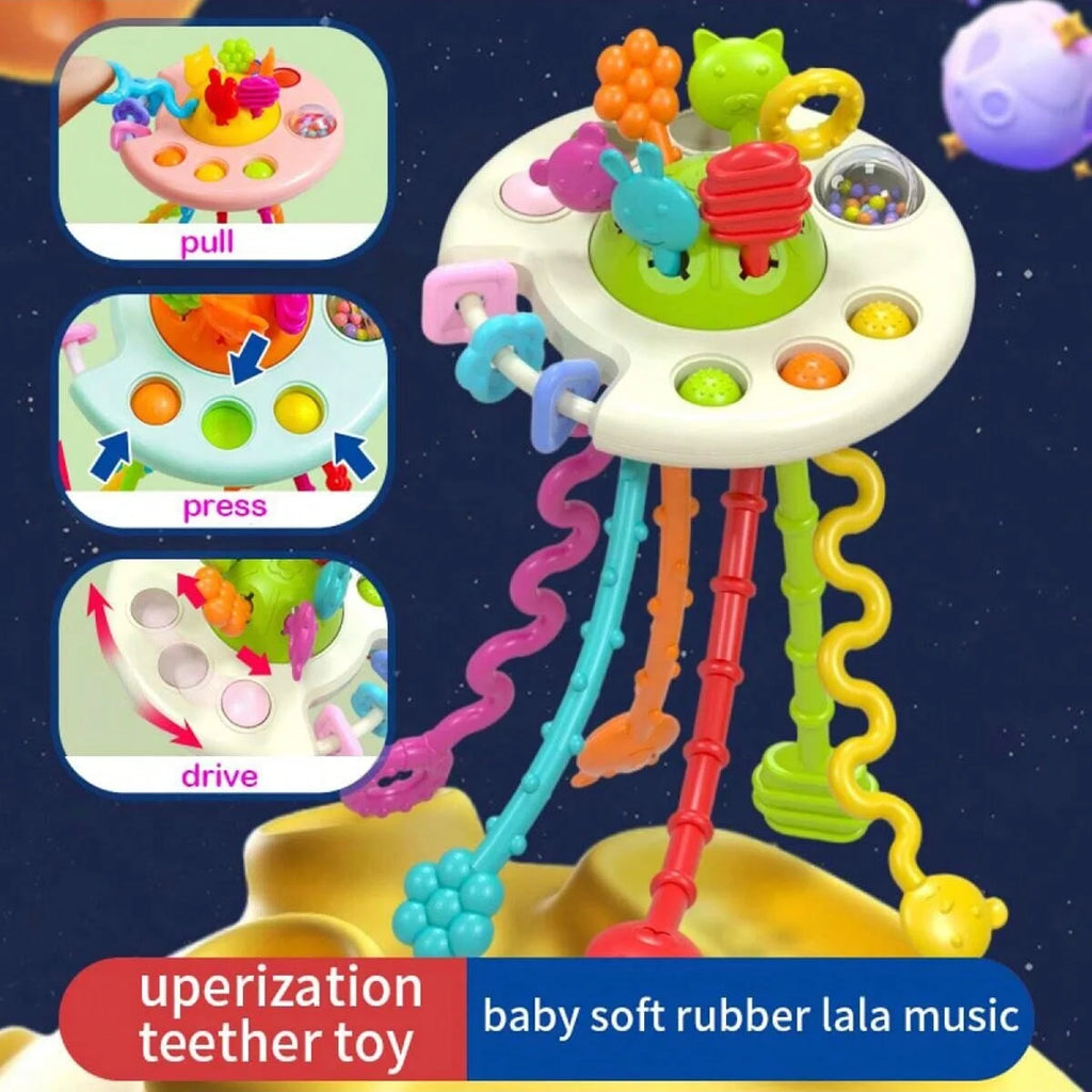 Activity Development Pull String Toys Silicone Teething Rattle Educational